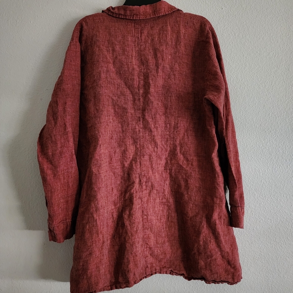 FLAX 100% Linen Button Up Jacket Blazer Brick Red Button Needs To Be Sewn On - Picture 7 of 7